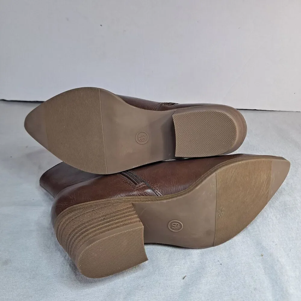 Universal Thread Marlow Booties Womens 6.5 Brown Faux Leather Pointed Toe